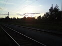 Západ Slunce pozorovaný z nádraží Hradec Králové - Slezské předměstí.
